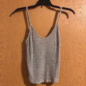 Gray cropped knit tank top
